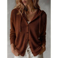Maroon Hooded Knit Cardigan, front view