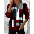 Wine Color Block Zip-Neck Sweatshirt, front view