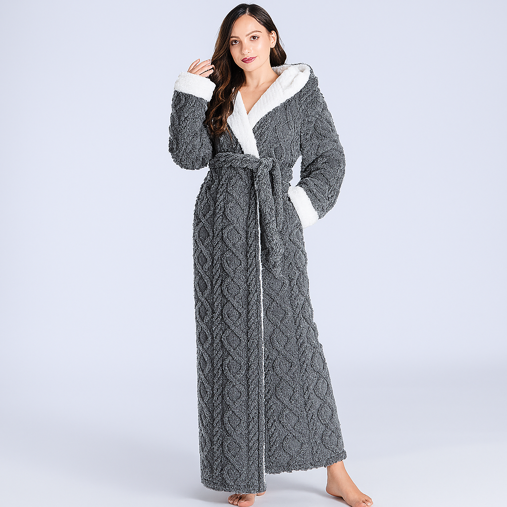 Pink Hooded Fleece Dressing Gown