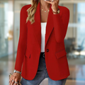 Red Classic Single-Button Blazer, front view