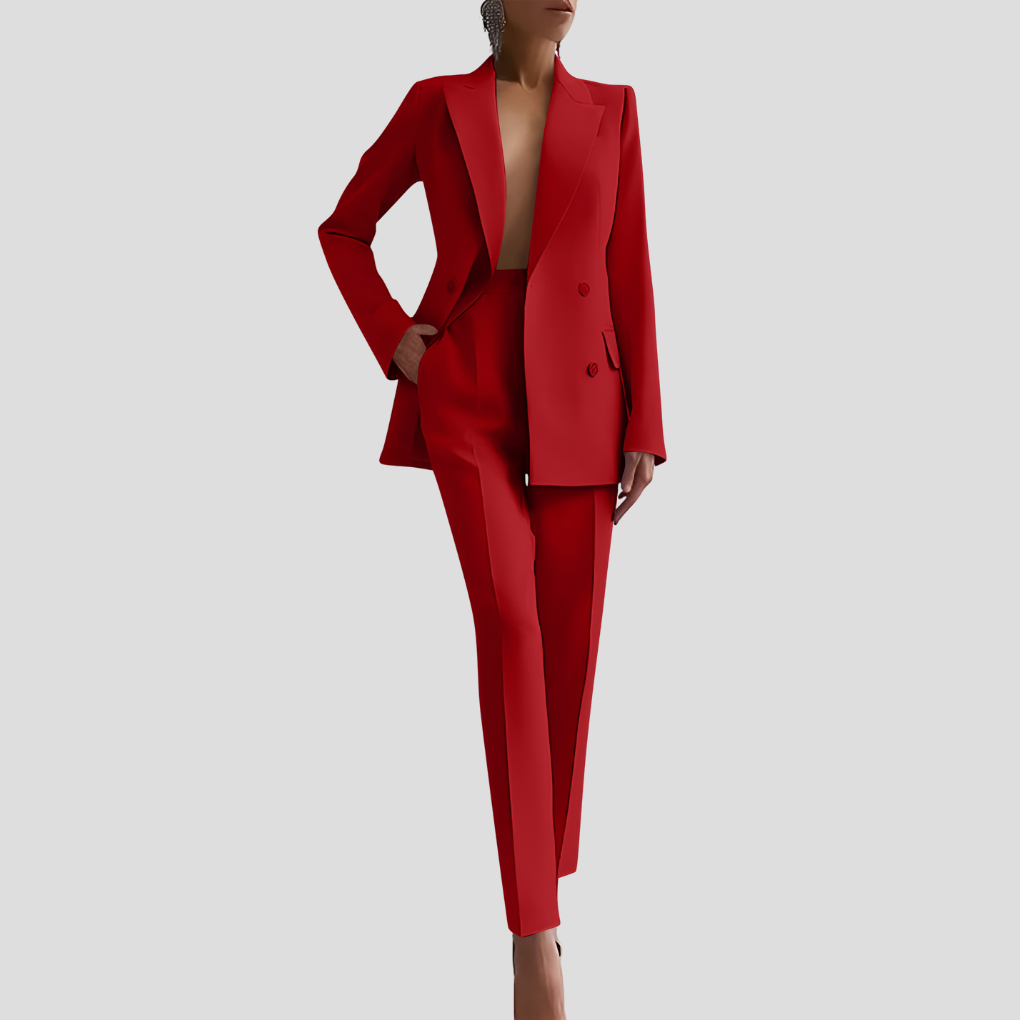 Red Tailored Blazer and Trouser Co-ord Set