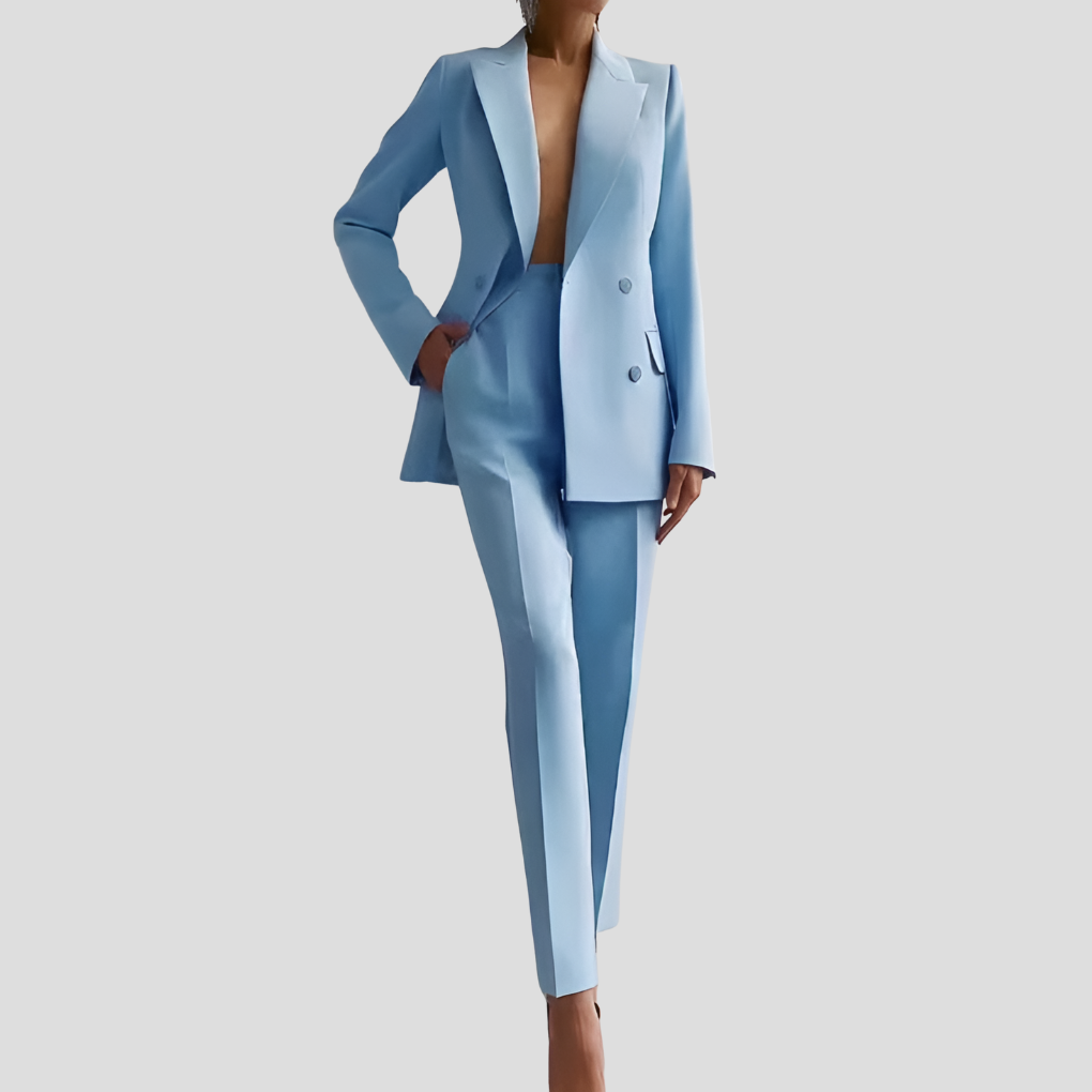 Light Blue Tailored Blazer and Trouser Co-ord Set, front view