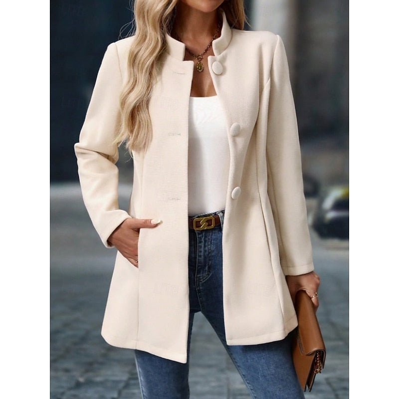 Apricot Stand-Collar Coat