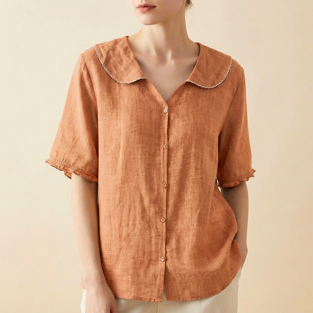 Clara Cotton-Linen Summer Blouse
