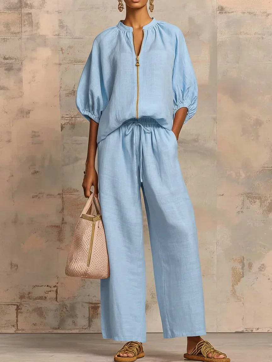 zip-front two-piece co-ord set