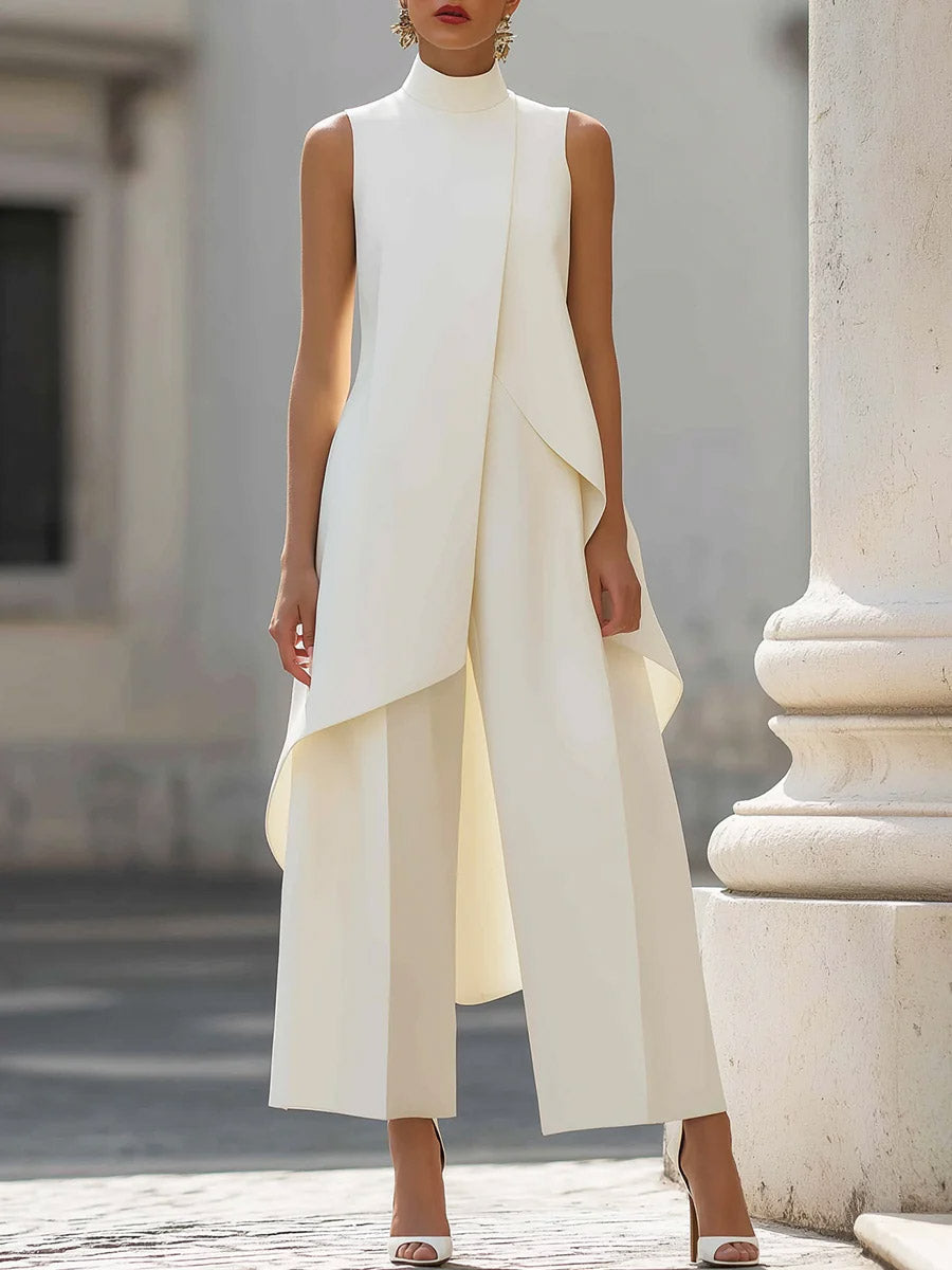White Casual Cotton Co-ord Set, front view