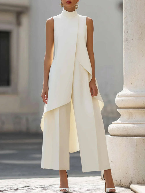 White Casual Cotton Co-ord Set, front view