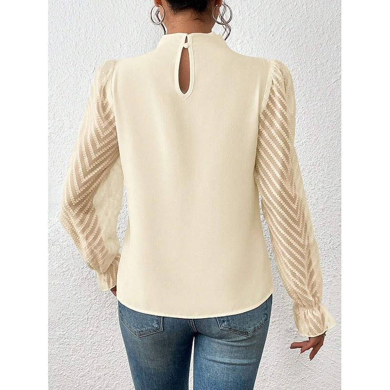 Black High-Neck Pleated Blouse
