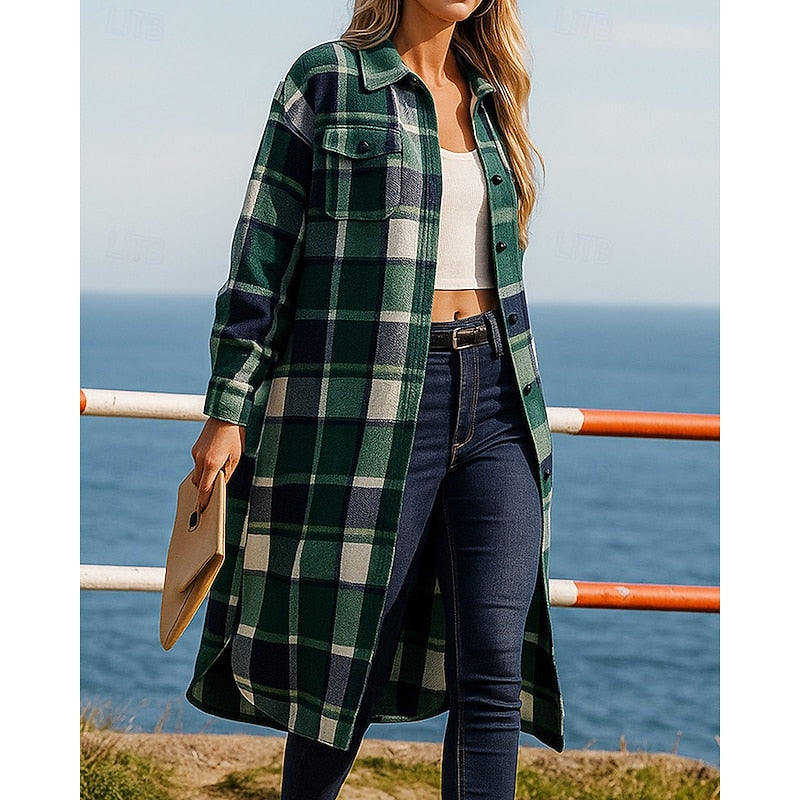 Green Checked Coat, front view
