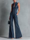 Retro Flared Leg Jumpsuit, front view