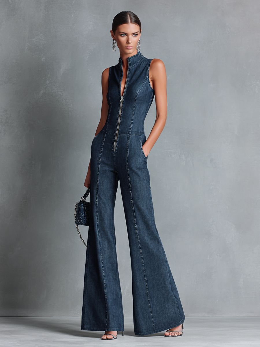 Retro Flared Leg Jumpsuit