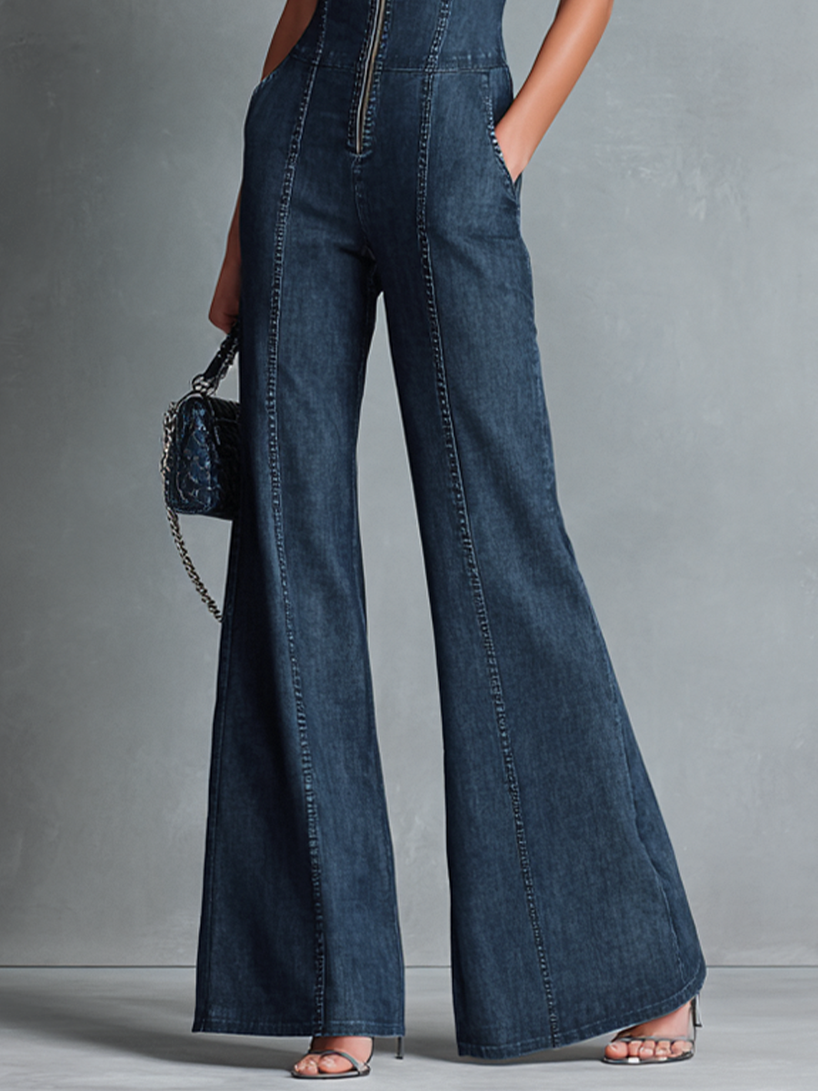 Retro Flared Leg Jumpsuit