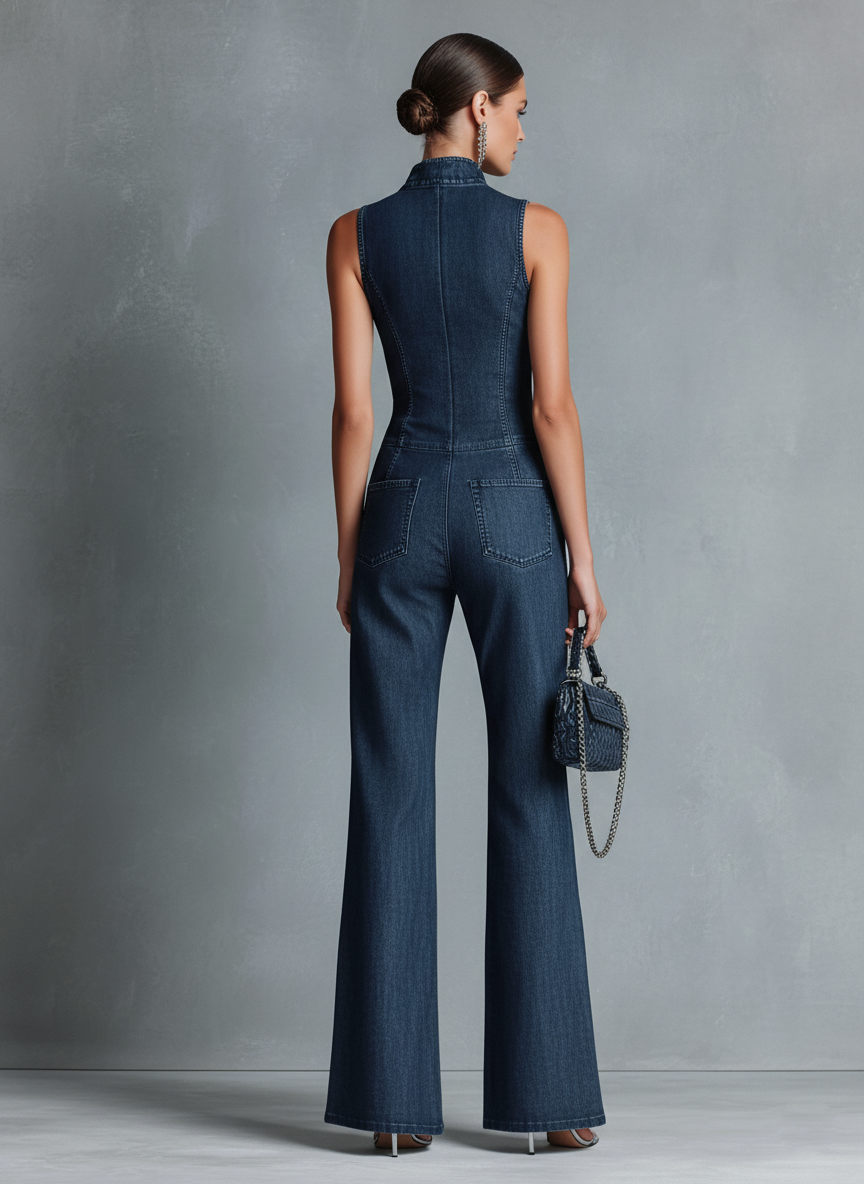 Retro Flared Leg Jumpsuit