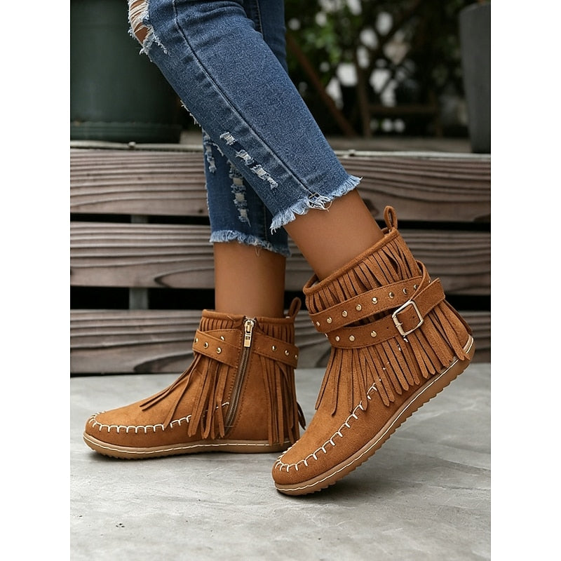 fringe moccasin Boots