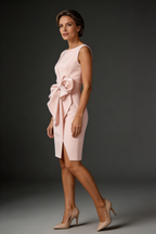 Bow Detail Sleeveless Wedding Guest Cocktail Dress