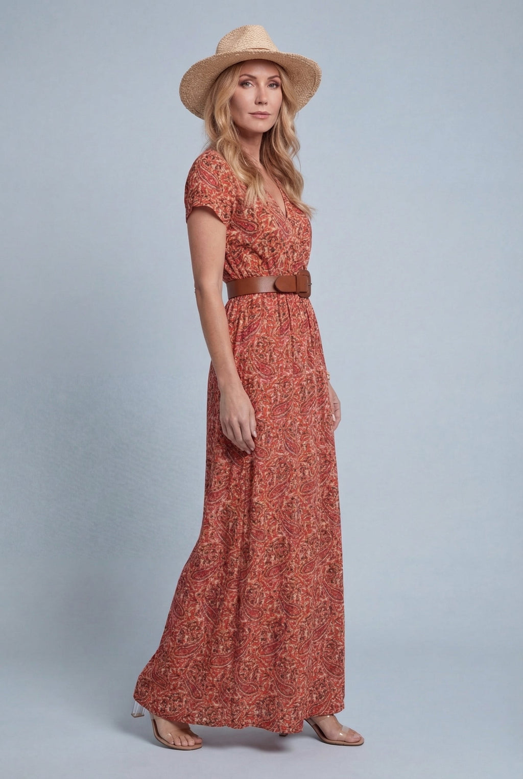 Festive Floral Wrap Leg Split Maxi Dress