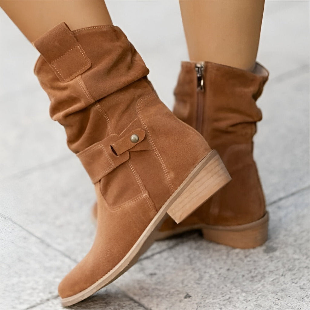 Brown plush-lined faux suede Boots