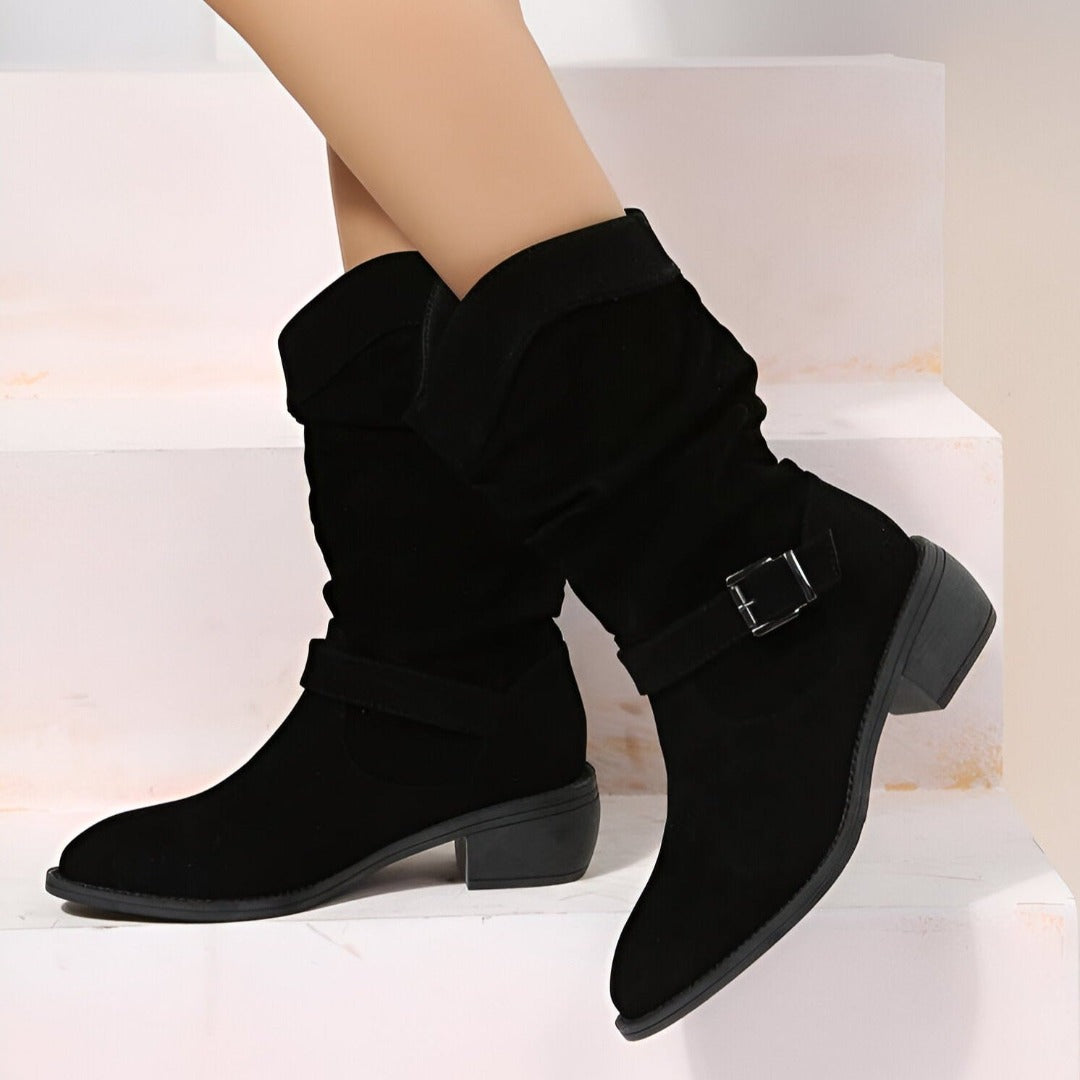 Black plush-lined faux suede Boots