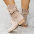 Beige plush-lined faux suede Boots