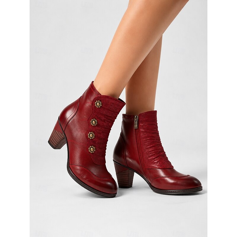 Wine heeled Boots, front view