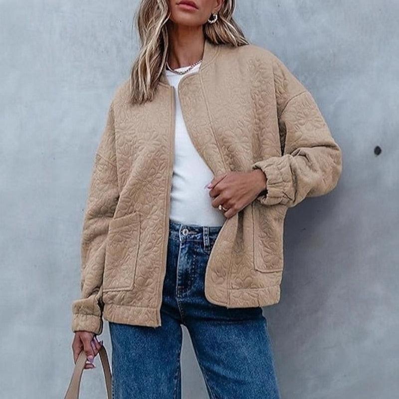 Khaki Floral Bomber Jacket