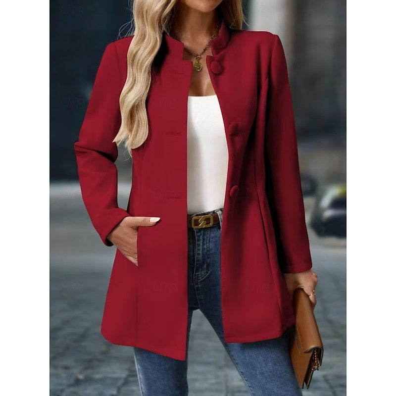 Red Stand-Collar Coat
