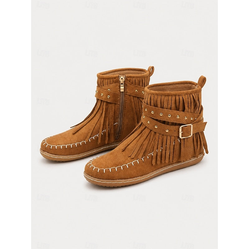Brown fringe moccasin Boots
