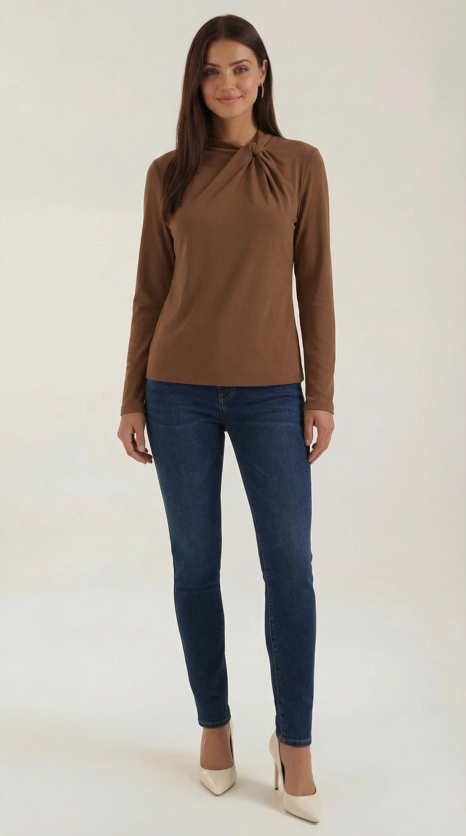 Jamie Knotted Mock Neck Blouse