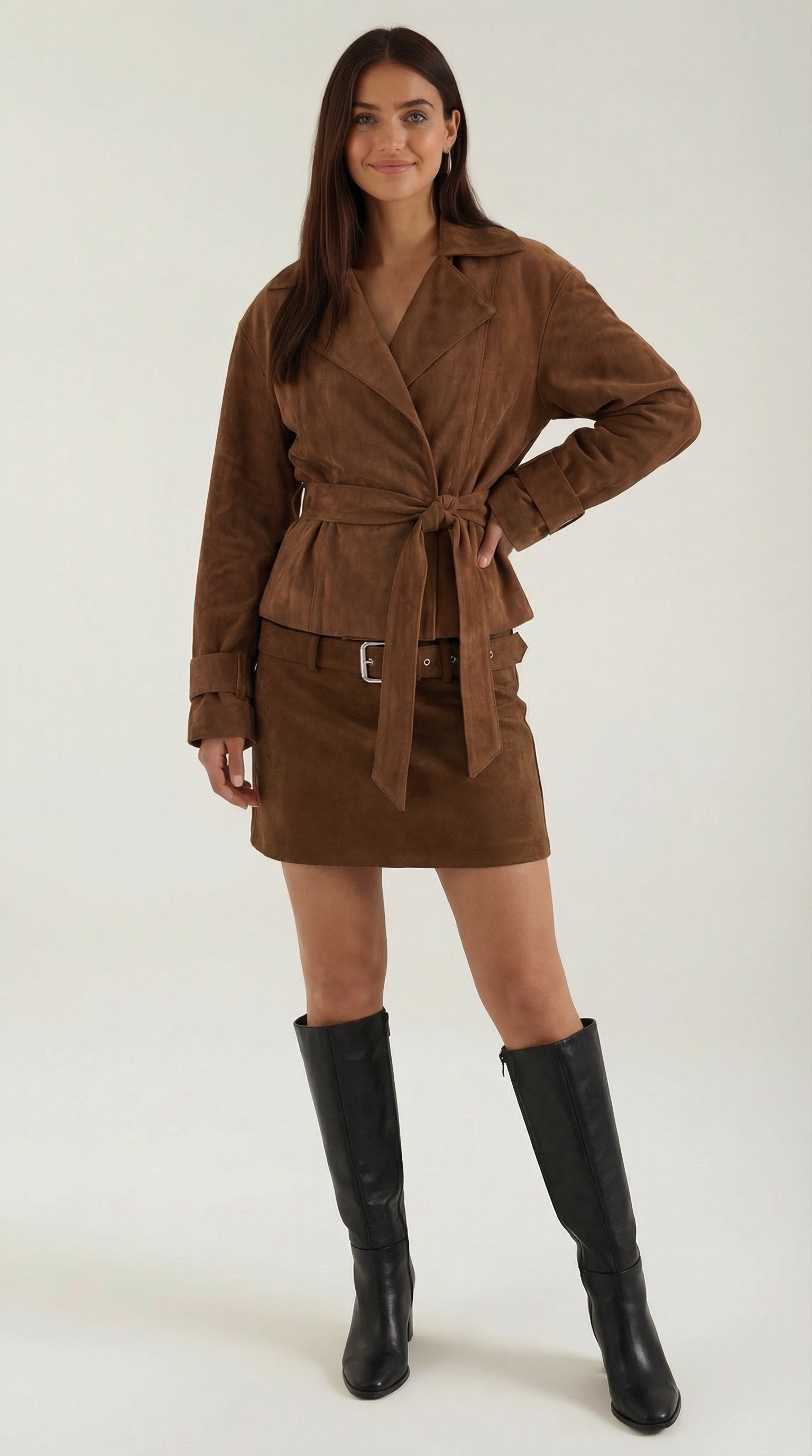 Lily Suede Belted Mini Skirt