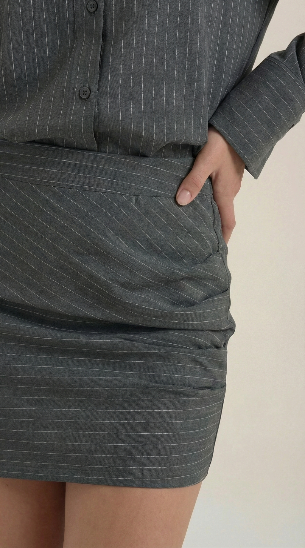 Sabrina Pinstripe Two-Piece Skirt Set