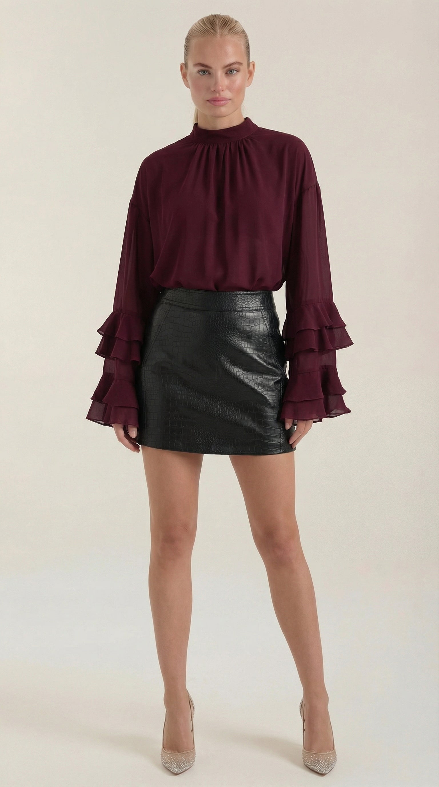Sue A-line Leather Skirt