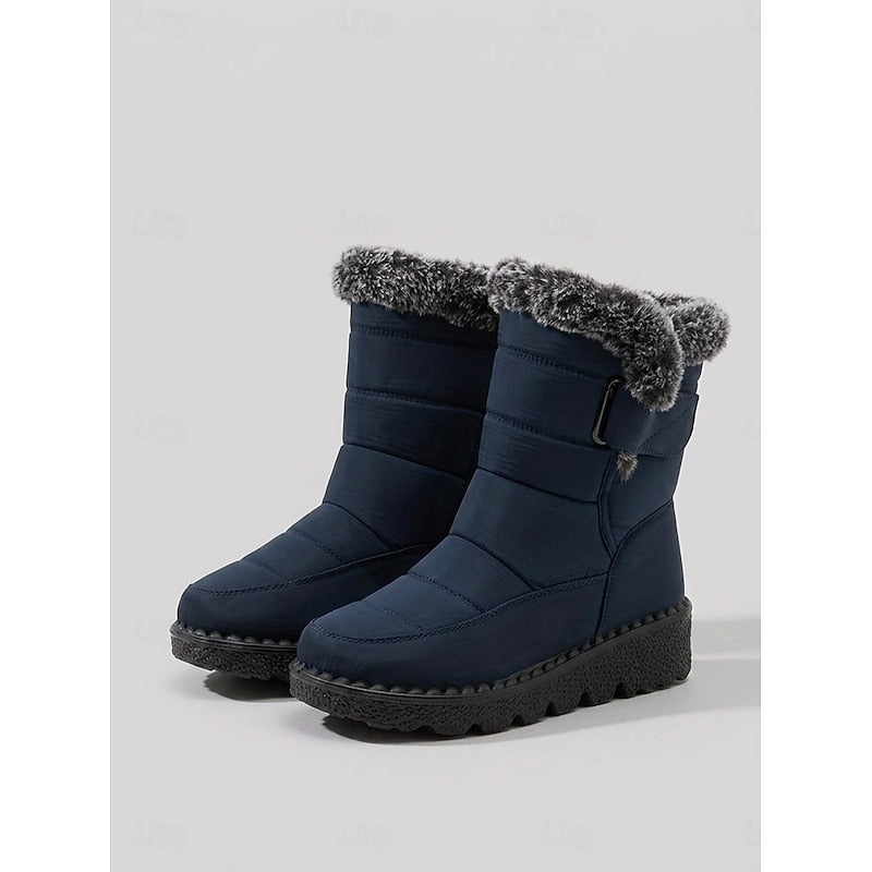 Blue fur-trimmed winter snow Boots