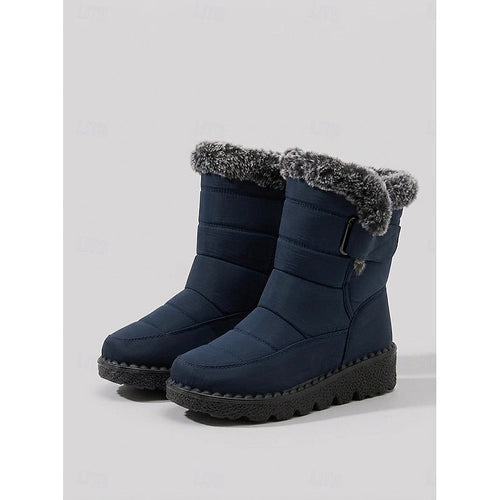 Blue fur-trimmed winter snow Boots