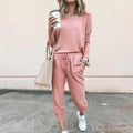Pink relaxed two-piece co-ord set, front view