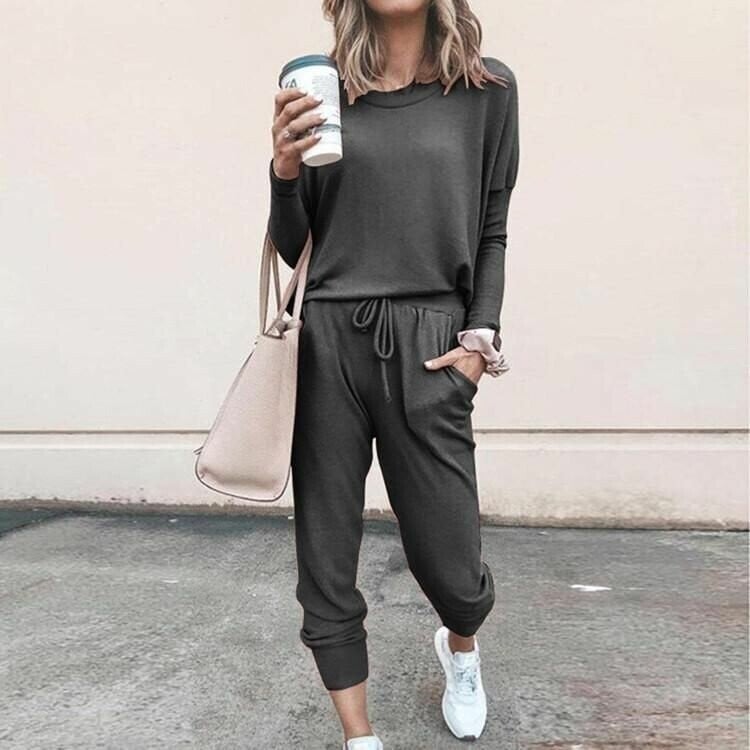 Dark Grey relaxed two-piece co-ord set