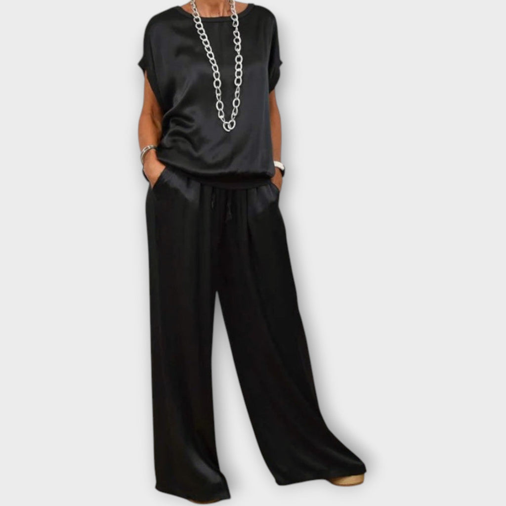 Black Satin Co-ord Set