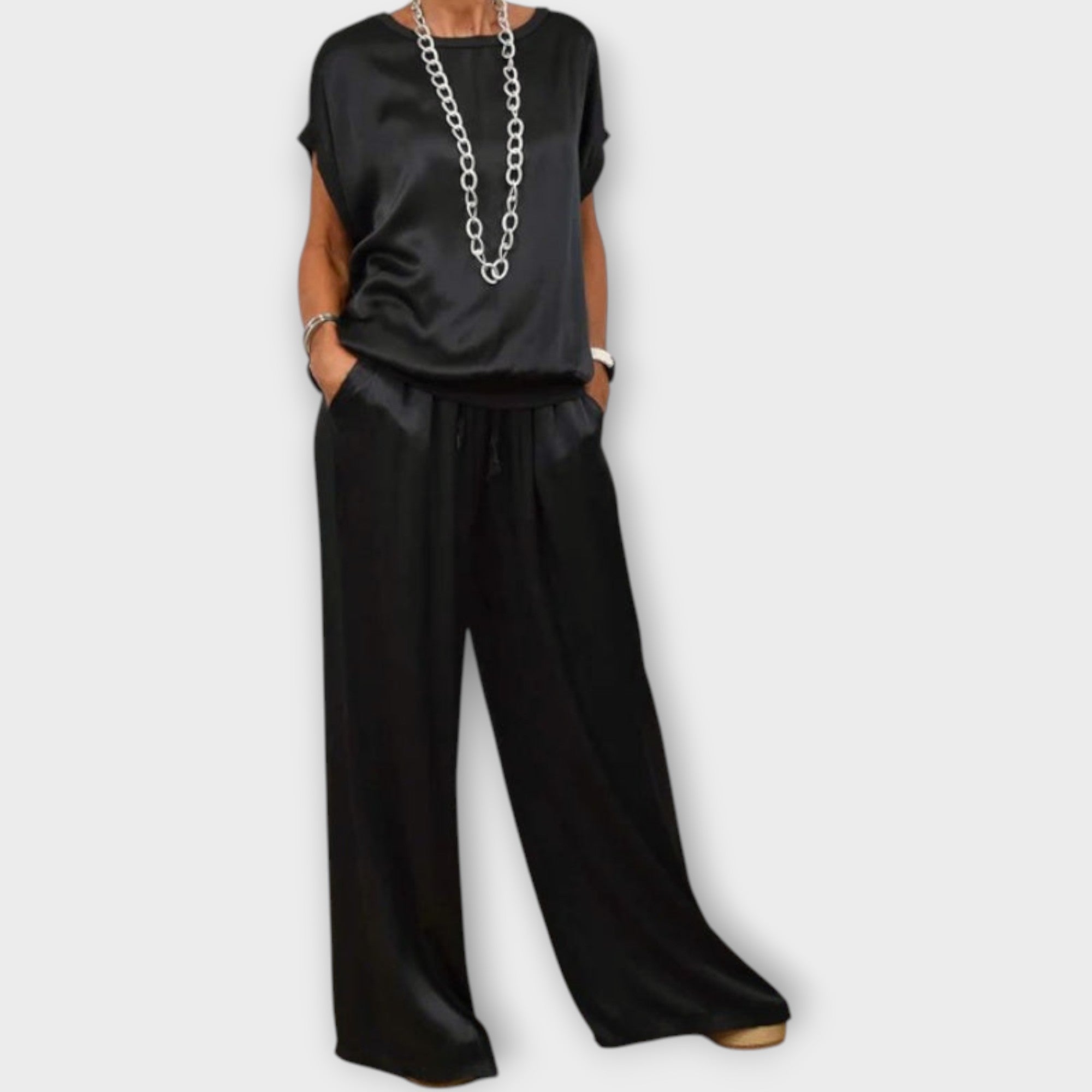 Black Satin Co-ord Set