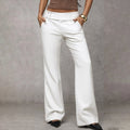 White wide-leg high-waist flared Pants, front view