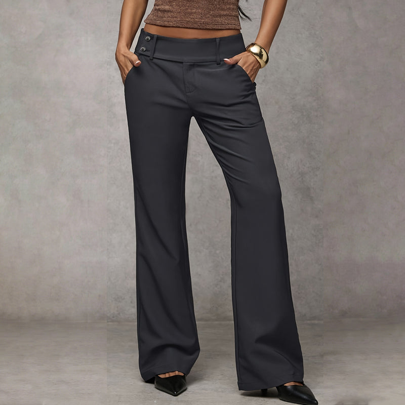 Dark Gray wide-leg high-waist flared Pants