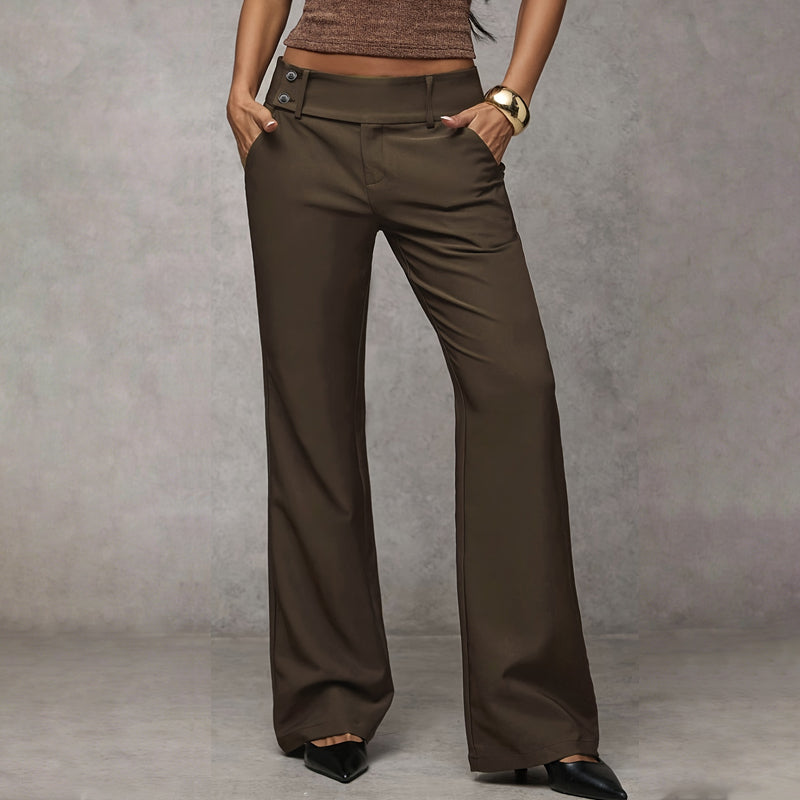 Coffee wide-leg high-waist flared Pants