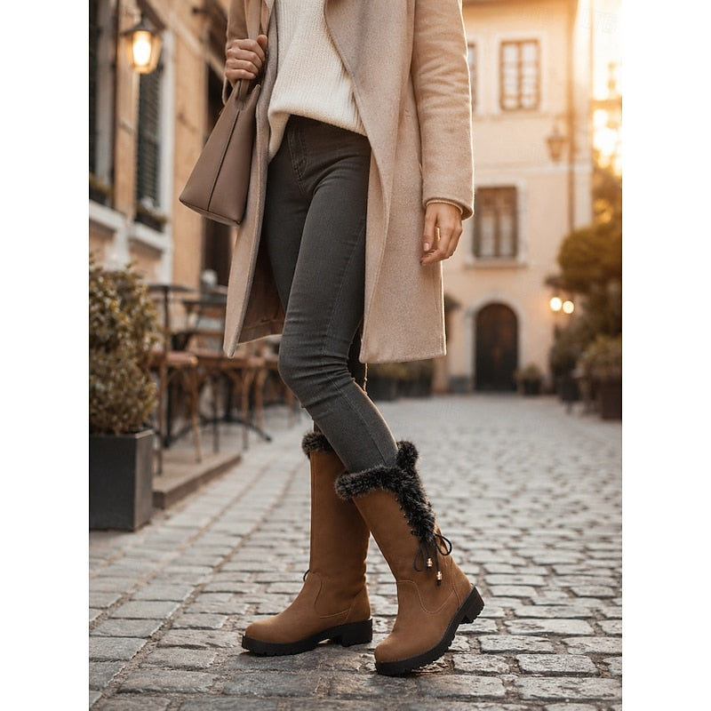 fur-trimmed knee-high winter Boots