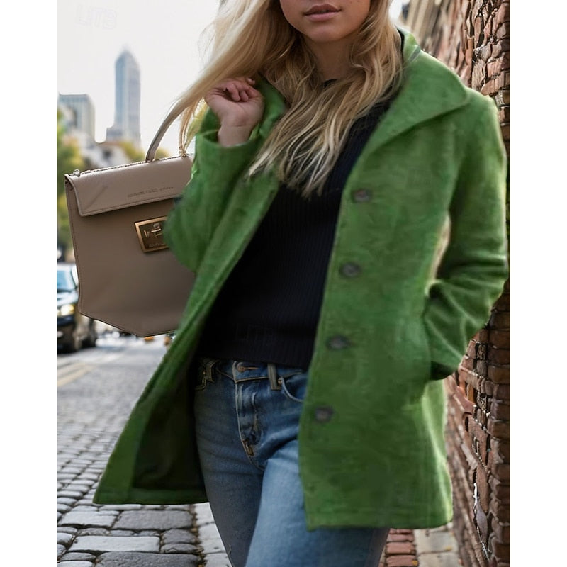 Purple Turndown Collar Coat