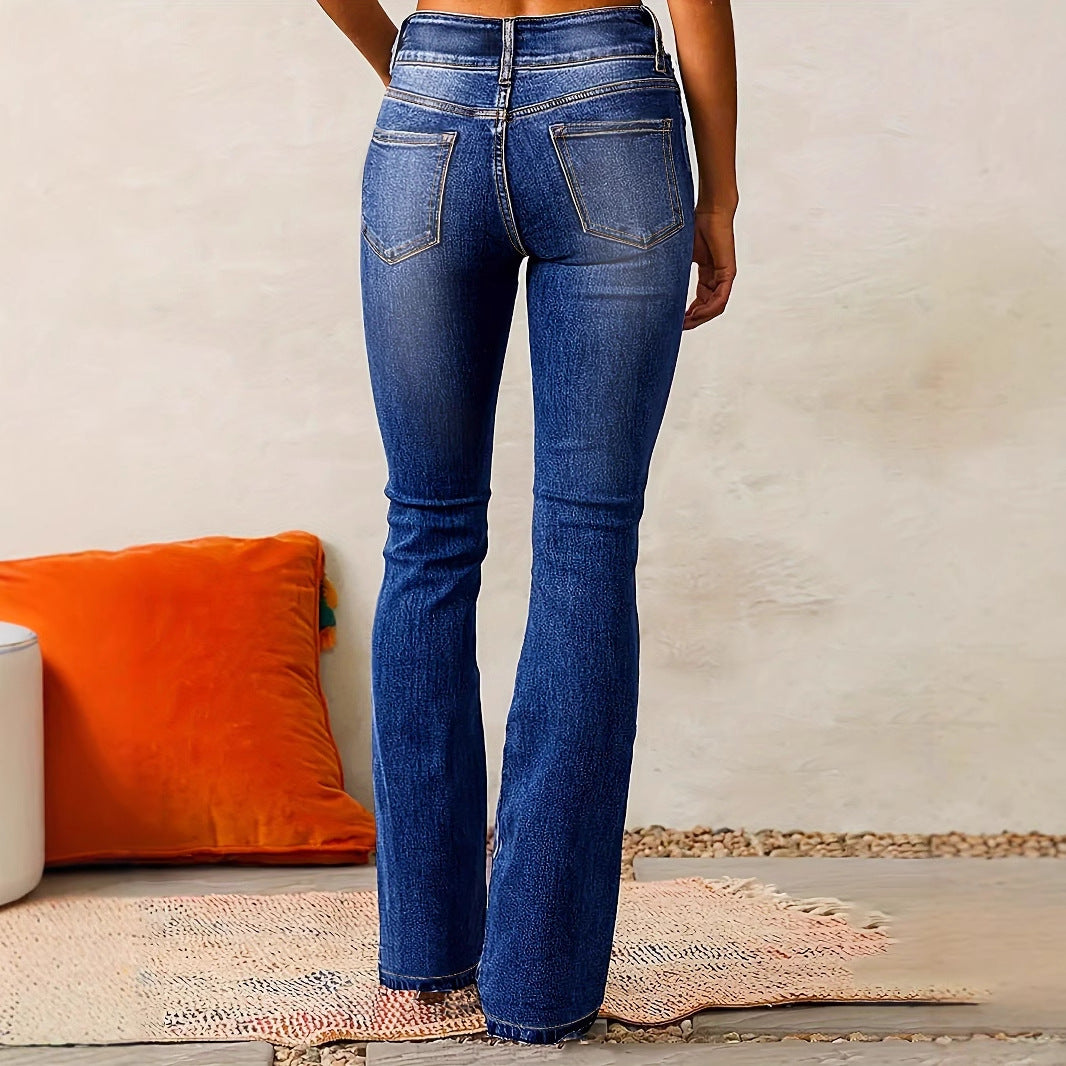 Black Classic High-Waist Bootcut Jeans, front view