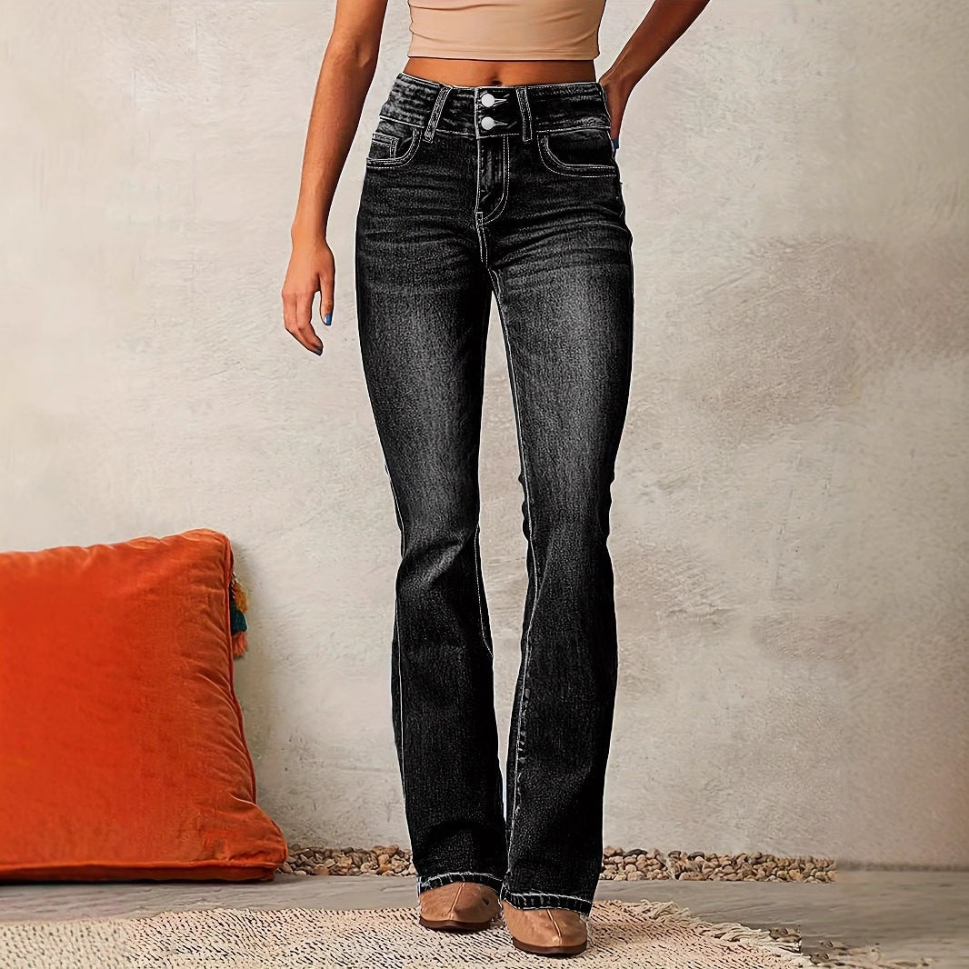 Black Classic High-Waist Bootcut Jeans