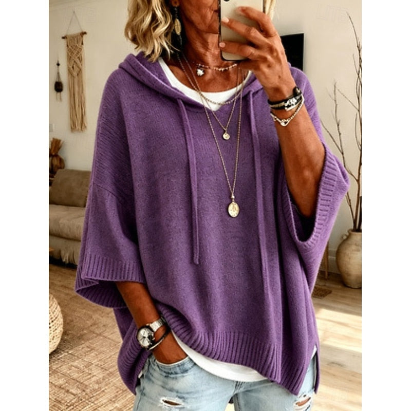 Blue Relaxed Hooded Sweater