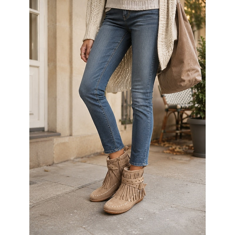 Brown fringe moccasin Boots