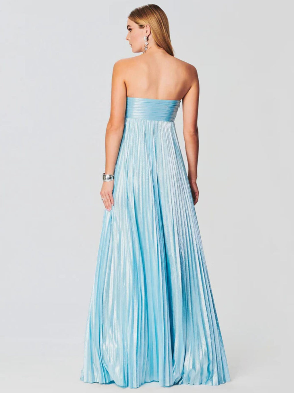 Champagne Strapless Twisted Bodice Maxi Dress