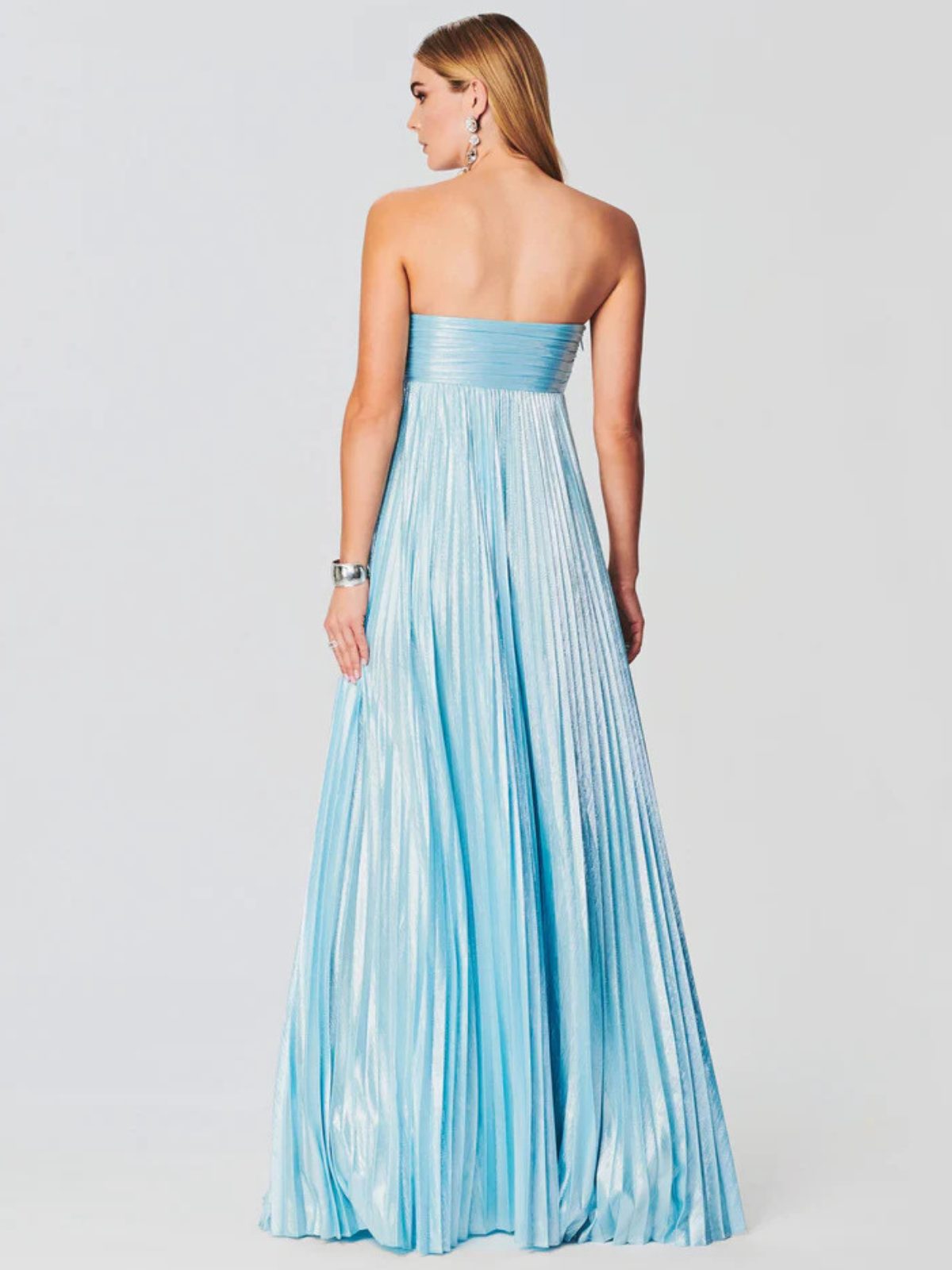 Champagne Strapless Twisted Bodice Maxi Dress