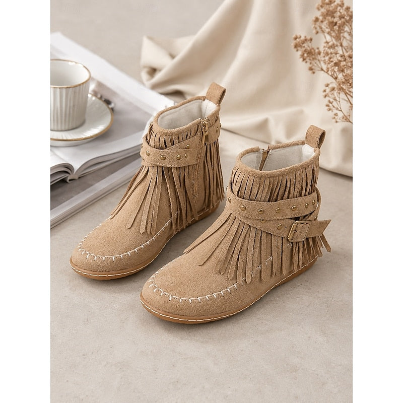 Brown fringe moccasin Boots