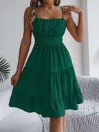 Spaghetti Strap Sleeveless Tiered A-Line Dress
